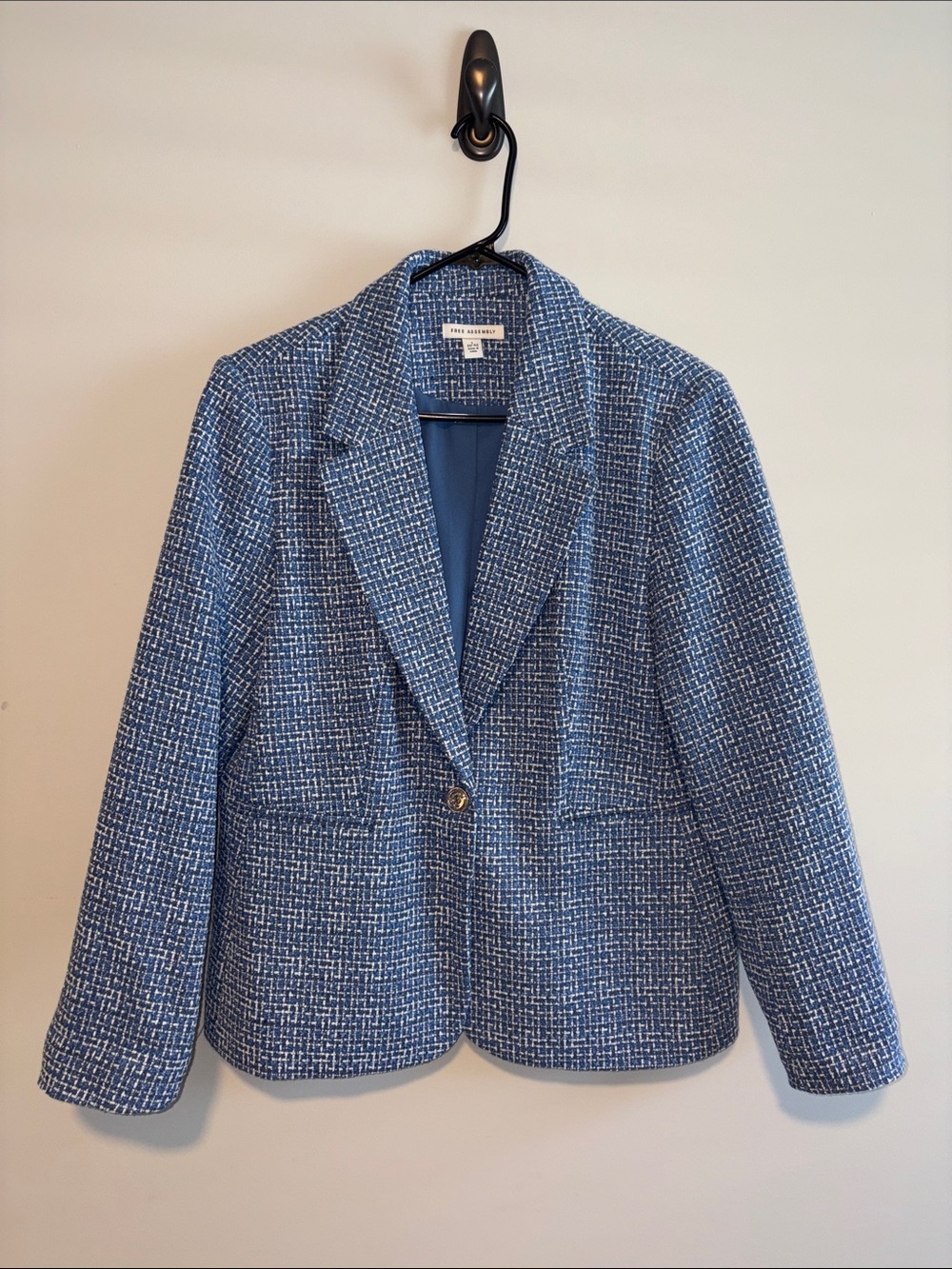 Blue Tweed Single-Button Blazer